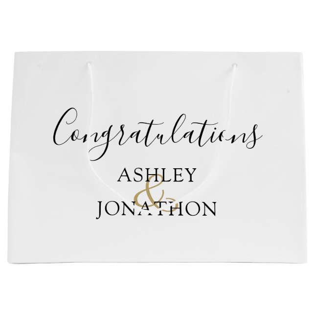Bolsa De Regalo Grande Felicitaciones Boda de nombre de pareja (Anverso)