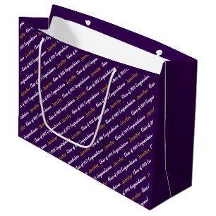 Bolsa De Regalo Grande Felicitaciones Clase Purple White Gold de 2025