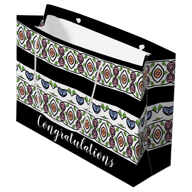 Bolsa De Regalo Grande Felicitaciones con patrones modernos (Angulo Anverso)