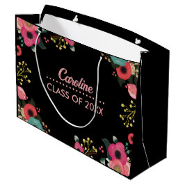 Bolsa De Regalo Grande Felicitaciones Grad. Personalizado floral moderno