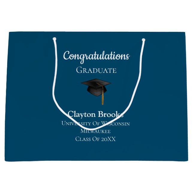 Bolsa De Regalo Grande Felicitaciones Graduadas Con Cap (Anverso)