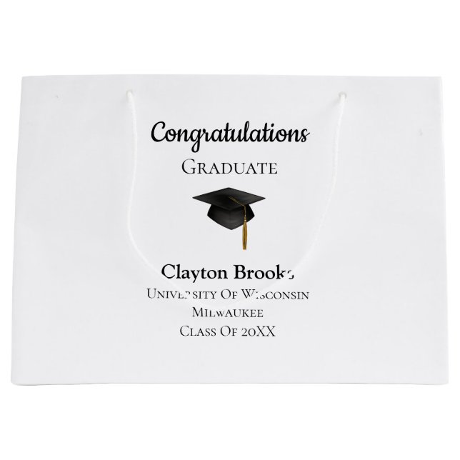 Bolsa De Regalo Grande Felicitaciones Graduadas Con Cap (Anverso)
