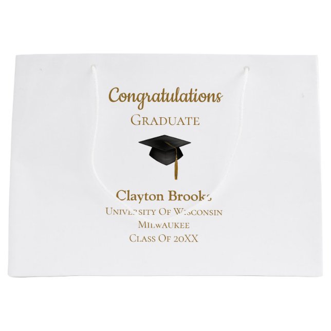 Bolsa De Regalo Grande Felicitaciones Graduadas Con Cap (Anverso)