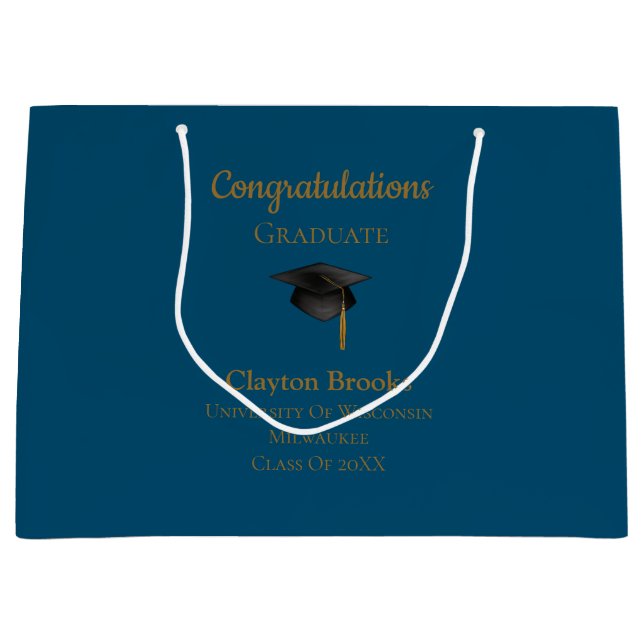 Bolsa De Regalo Grande Felicitaciones Graduadas Con Cap (Anverso)