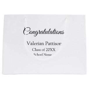 Bolsa De Regalo Grande Felicitaciones graduado agregar nombre de escuela 