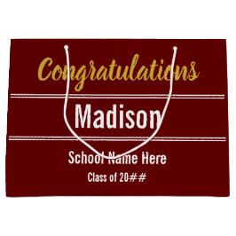 Bolsa De Regalo Grande Felicitaciones Graduado Nombre oscuro Graduación r