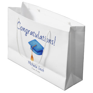 Bolsa De Regalo Grande Felicitaciones Graduate Cerulean Blue Cap