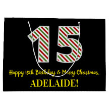 Feliz 15º cumpleaños y Feliz Navidad, nombre perso