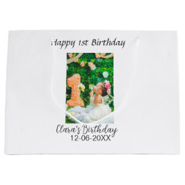 Bolsa De Regalo Grande Feliz 1° cumpleaños foto simple y elegante moda