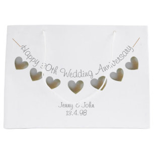 Bolsa De Regalo Grande Feliz 30° Aniversario de la Boda, amarre de corazó