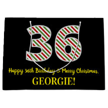 Feliz 36º cumpleaños y Feliz Navidad, nombre perso