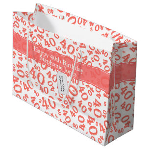 Bolsa De Regalo Grande Feliz 40.º Nacimiento Patrón de números Cora/Blanc