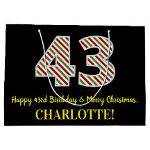 Feliz 43 cumpleaños y Feliz Navidad, nombre person