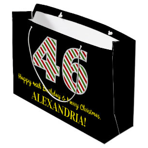Bolsa De Regalo Grande Feliz 46º cumpleaños y Feliz Navidad, nombre perso