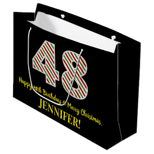 Bolsa De Regalo Grande Feliz 48º cumpleaños y Feliz Navidad, nombre perso