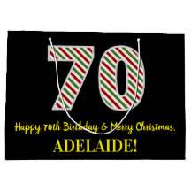 Feliz 70 cumpleaños y Feliz Navidad, nombre person