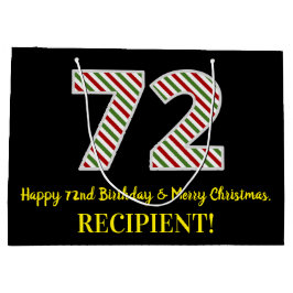 Bolsa De Regalo Grande Feliz 72 cumpleaños y Feliz Navidad, nombre person