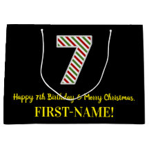 Feliz 7 cumpleaños y Feliz Navidad, nombre persona