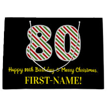 Feliz 80 cumpleaños y Feliz Navidad, nombre person