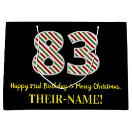 Bolsa De Regalo Grande Feliz 83 cumpleaños y Feliz Navidad, nombre person
