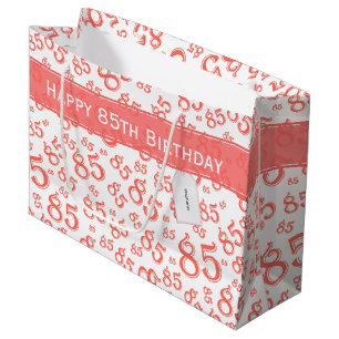 Bolsa De Regalo Grande Feliz 85 patrón de número al azar coral/blanco