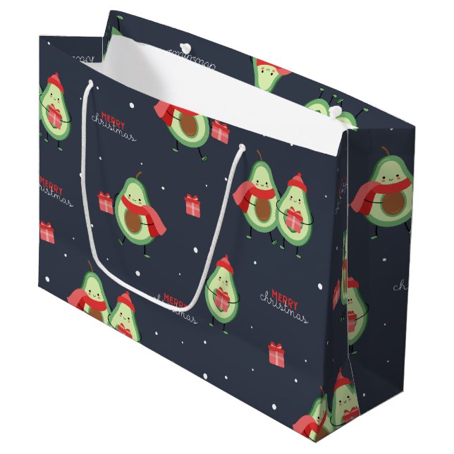 Bolsa De Regalo Grande Feliz aguacate navideño (Angulo Anverso)