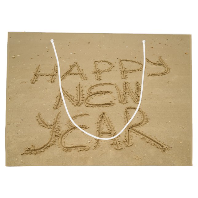 Bolsa De Regalo Grande Feliz Año Nuevo en arena (Reverso)