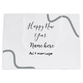 Bolsa De Regalo Grande Feliz año nuevo mensaje nombre gris simple festivo