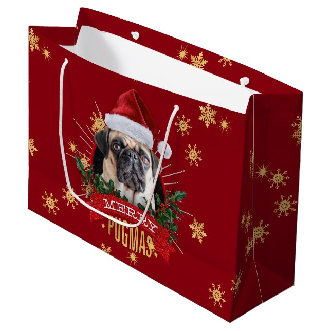Bolsa De Regalo Grande Feliz bolso del regalo de Pugmas (Angulo Anverso)