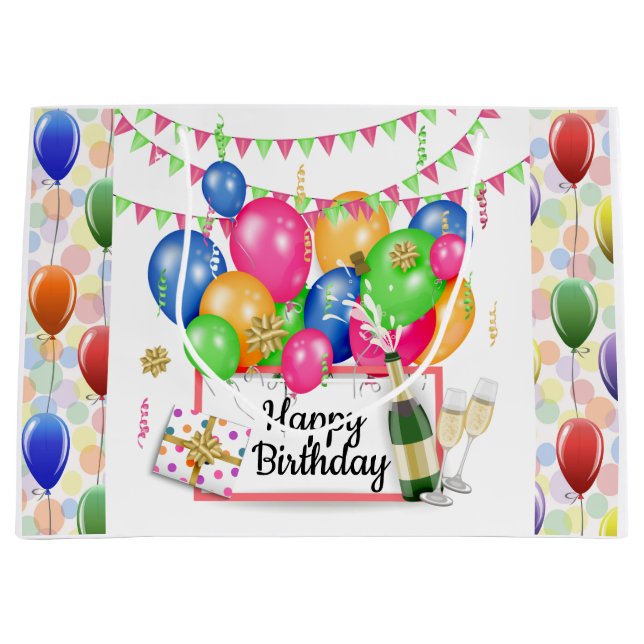 Bolsa De Regalo Grande Feliz cumpleaños (Anverso)