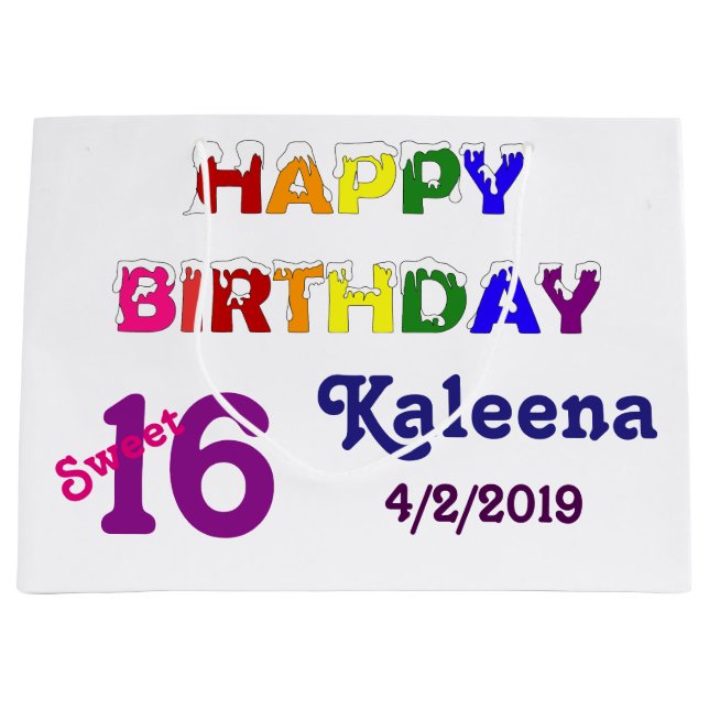 Bolsa De Regalo Grande Feliz cumpleaños 16 (Anverso)