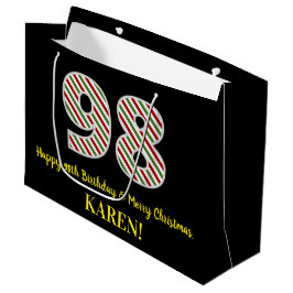 Bolsa De Regalo Grande Feliz cumpleaños 98 y Feliz Navidad, nombre person