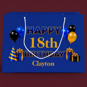 Bolsa De Regalo Grande Feliz Cumpleaños a Cualquier Edad Azul