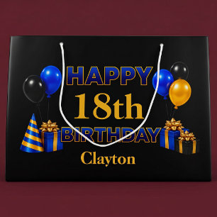 Bolsa De Regalo Grande Feliz Cumpleaños a Cualquier Edad Negro