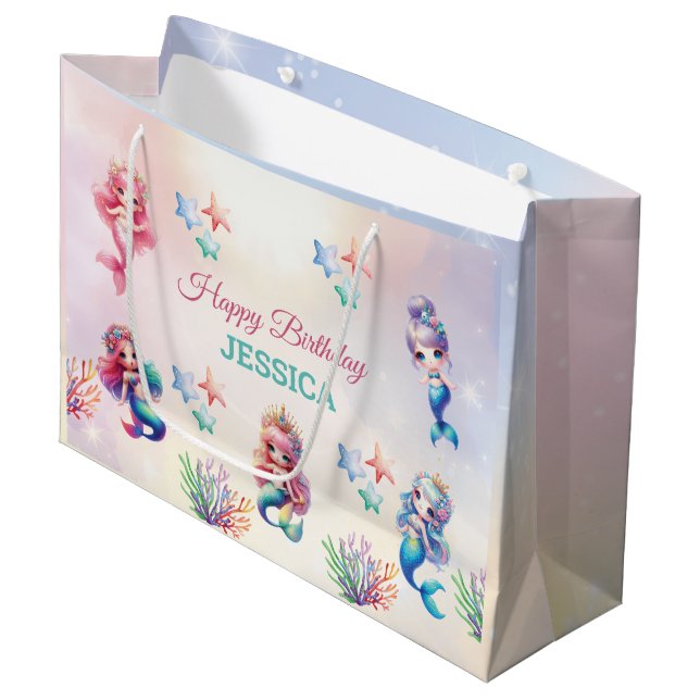 Bolsa De Regalo Grande Feliz cumpleaños a la sirena mágica (Angulo Anverso)