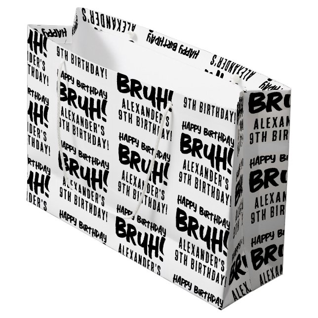 Bolsa De Regalo Grande Feliz cumpleaños, adolescente de Bruh Boy (Angulo Anverso)
