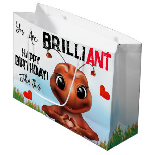 Bolsa De Regalo Grande Feliz cumpleaños al idioma de Rótulo de la hormiga