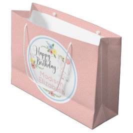 Bolsa De Regalo Grande Feliz cumpleaños bebé Giraffe Floral Calf Personal
