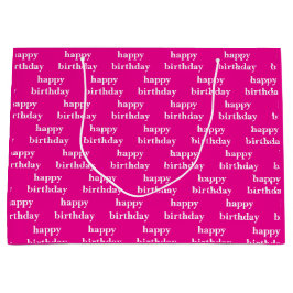 Bolsa De Regalo Grande Feliz cumpleaños blanco y fucsia personalizado
