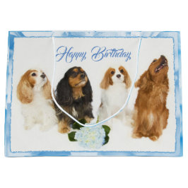 Bolsa De Regalo Grande Feliz cumpleaños Cavalier King Charles Spaniels