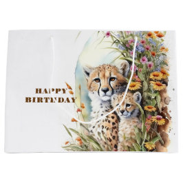 Bolsa De Regalo Grande Feliz cumpleaños, Cheetah Baby y Mamá