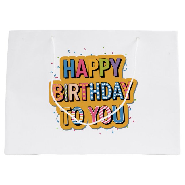 Bolsa De Regalo Grande Feliz cumpleaños con patrón (Anverso)