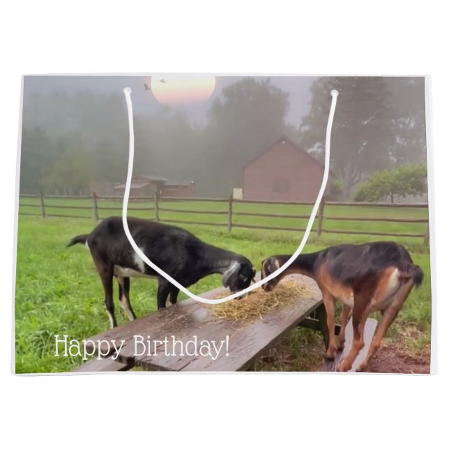 Bolsa De Regalo Grande Feliz cumpleaños del atardecer de cabra (Anverso)