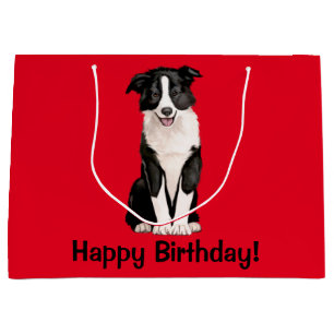 Bolsa De Regalo Grande Feliz cumpleaños del border collie