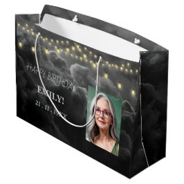 Bolsa De Regalo Grande Feliz cumpleaños elegante Fiesta negro Moda modern