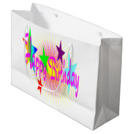 BOLSA DE REGALO GRANDE " FELIZ CUMPLEAÑOS " ESTRELLAS