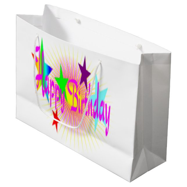 BOLSA DE REGALO GRANDE " FELIZ CUMPLEAÑOS " ESTRELLAS (Angulo Anverso)