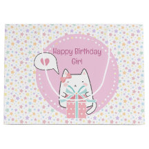 Feliz Cumpleaños Gato Kawaii con Caja de Regalo 
