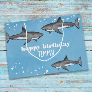Bolsa De Regalo Grande Feliz cumpleaños, gran diversión para los tiburone