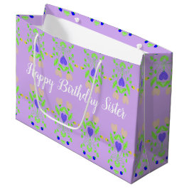 Bolsa De Regalo Grande Feliz cumpleaños, hermana Mauve Gift Bag